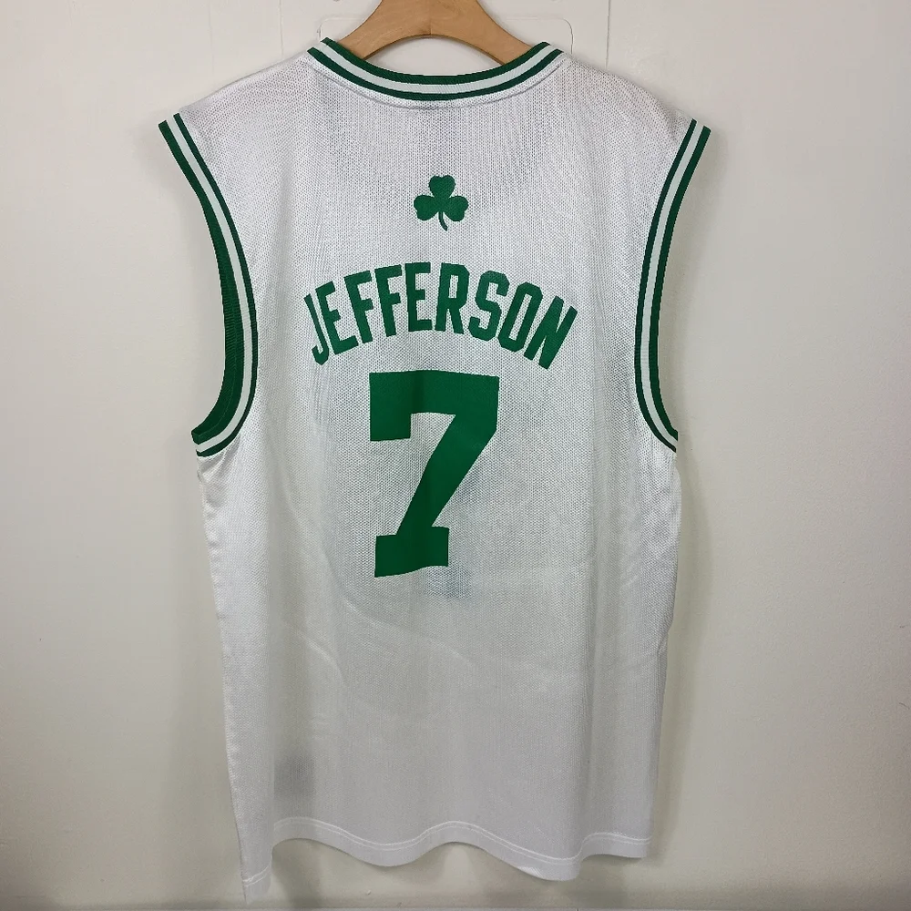 Boston Celtics Al Jefferson Jersey Large White Green Reebok NBA #7 Vintage - Picture 3 of 9